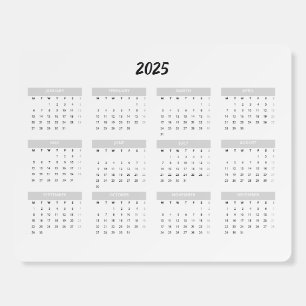 2025 Calendar By Month Home School Office  Foam Board