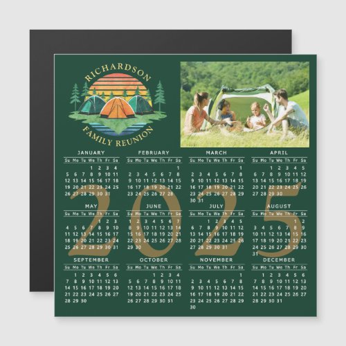 2025 Calendar Camping Family Reunion Dark Green