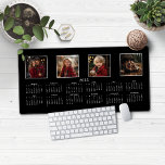 2025 Calendar Classic Modern Photo Collage Desk Mat<br><div class="desc">2025 Calendar Full Year Minimalist Classic Style Desk Mat Mouse Pad featuring your name and 4 of your favorite photos! 🌟This is for 2025🌟 This version is in chic black and white, but the colors can easily be customized! Please contact us at cedarandstring@gmail.com if you need assistance with the design...</div>