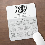 2025 Calendar Company Logo and Text Grey White Mouse Pad<br><div class="desc">Modern professional calendar mouse pad features your logo, company name, and business contact information in black text on white over a modern black 2025 calendar on a neutral grey background. Add your logo, company name, and custom text (website, phone number, address, or slogan) in the sidebar. Your logo can be...</div>