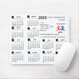2025 Calendar Company Logo and Text Mouse Pad