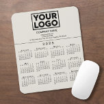 2025 Calendar Company Logo and Text on Beige Mouse Pad<br><div class="desc">Simple professional calendar mouse pad features your logo, company name, and business contact information over a modern black 2025 calendar on a neutral beige background. Add your logo, company name, and custom text (website, phone number, address, or slogan) in the sidebar. Your logo can be any shape or color. Perfect...</div>