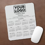 2025 Calendar Company Logo and Text on Grey Mouse Pad<br><div class="desc">Simple professional calendar mouse pad features your logo, company name, and business contact information over a modern black 2025 calendar on a neutral grey background. Add your logo, company name, and custom text (website, phone number, address, or slogan) in the sidebar. Your logo can be any shape or color. Perfect...</div>