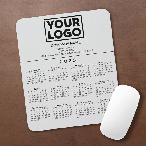 2025 Calendar Company Logo and Text on Grey Mouse Pad