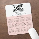 2025 Calendar Company Logo and Text Pink White Mouse Pad<br><div class="desc">Modern professional calendar mouse pad features your logo, company name, and business contact information in black text on white over a modern black 2025 calendar on a light pink background. Add your logo, company name, and custom text (website, phone number, address, or slogan) in the sidebar. Your logo can be...</div>