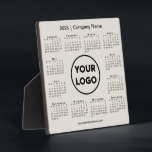 2025 Calendar Company Logo Beige Business Plaque<br><div class="desc">Create your own modern 2025 calendar business desktop plaque featuring your company logo, name, and website or contact info. Replace the sample logo, name, and text with your own in the sidebar. Surrounding your logo is a small black calendar on a neutral beige background. (Changing the 2025 year text will...</div>