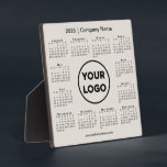 2025 Calendar Company Logo Beige Business Plaque<br><div class="desc">Create your own modern 2025 calendar business desktop plaque featuring your company logo, name, and website or contact info. Replace the sample logo, name, and text with your own in the sidebar. Surrounding your logo is a small black calendar on a neutral beige background. (Changing the 2025 year text will...</div>