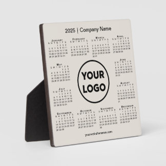 2025 Calendar Company Logo Beige Business Plaque
