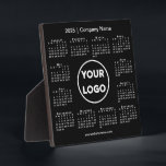 2025 Calendar Company Logo Black Business Plaque<br><div class="desc">Create your own modern 2025 calendar business desktop plaque featuring your company logo, name, and website or contact info. Replace the sample logo, name, and text with your own in the sidebar. Surrounding your logo is a small white calendar on a black background. (Changing the 2025 year text will NOT...</div>