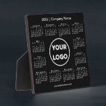 2025 Calendar Company Logo Black Business Plaque<br><div class="desc">Create your own modern 2025 calendar business desktop plaque featuring your company logo, name, and website or contact info. Replace the sample logo, name, and text with your own in the sidebar. Surrounding your logo is a small white calendar on a black background. (Changing the 2025 year text will NOT...</div>