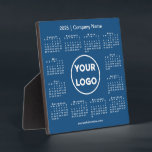 2025 Calendar Company Logo Blue Business Plaque<br><div class="desc">Create your own modern 2025 calendar business desktop plaque featuring your company logo, name, and website or contact info. Replace the sample logo, name, and text with your own in the sidebar. Surrounding your logo is a small white calendar on a blue background. (Changing the 2025 year text will NOT...</div>