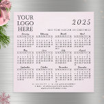 2025 Calendar Company Logo Business Blush Pink<br><div class="desc">Create a 2025 calendar for your business promotion with the company logo, contacts, slogan or greetings designed with black typography on a blush pink background. The template makes it easy to add your logo and type custom text. The magnetic calendar is a good idea as a favor or keepsake for...</div>