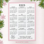 2025 Calendar Company Logo Custom Business Magnet<br><div class="desc">Create a 2025 business calendar magnet with your company logo and contact information as a practical favor and giveaway for your clients and employees for Thanksgiving Day, Christmas, New Year or other holidays and occasions. This simple, minimal design in white, black and pink is easy to personalize and customize. It...</div>
