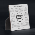 2025 Calendar Company Logo Grey Business Plaque<br><div class="desc">Create your own modern 2025 calendar business desktop plaque featuring your company logo, name, and website or contact info. Replace the sample logo, name, and text with your own in the sidebar. Surrounding your logo is a small black calendar on a neutral grey background. (Changing the 2025 year text will...</div>