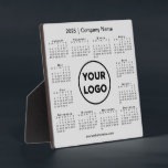 2025 Calendar Company Logo Grey Business Plaque<br><div class="desc">Create your own modern 2025 calendar business desktop plaque featuring your company logo, name, and website or contact info. Replace the sample logo, name, and text with your own in the sidebar. Surrounding your logo is a small black calendar on a neutral grey background. (Changing the 2025 year text will...</div>