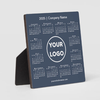 2025 Calendar Company Logo Navy Blue Business Plaque