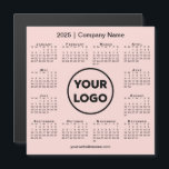 2025 Calendar Company Logo on Coral Pink Magnet<br><div class="desc">Create your own modern 2025 calendar magnetic card featuring your company logo, name, and business website or contact info. Replace the sample logo, name, and text with your own in the sidebar. Surrounding your logo is a small black calendar on a coral pink background. Your logo can be a circle,...</div>
