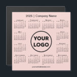 2025 Calendar Company Logo on Coral Pink Magnet<br><div class="desc">Create your own modern 2025 calendar magnetic card featuring your company logo, name, and business website or contact info. Replace the sample logo, name, and text with your own in the sidebar. Surrounding your logo is a small black calendar on a coral pink background. Your logo can be a circle,...</div>