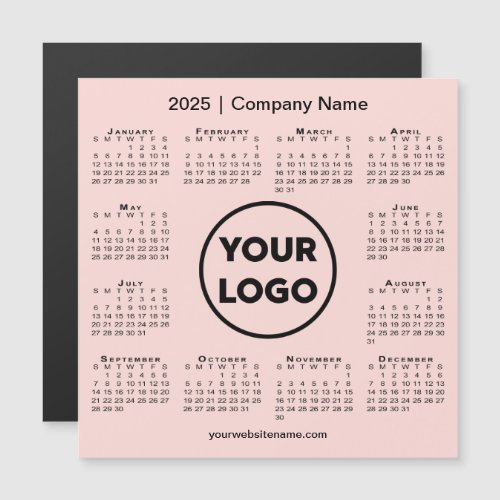 2025 Calendar Company Logo on Coral Pink Magnet