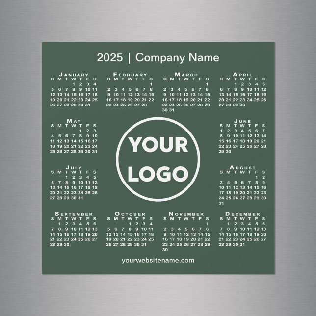 2025 Calendar Company Logo on Forest Green Magnet (2025 Calendar Company Logo on Forest Green Magnet in situ)