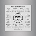 2025 Calendar Company Logo on Light Grey Magnet<br><div class="desc">Create your own modern 2025 calendar magnetic card featuring your company logo, name, and business website or contact info. Replace the sample logo, name, and text with your own in the sidebar. Surrounding your logo is a small black calendar on a neutral light grey background. Your logo can be a...</div>