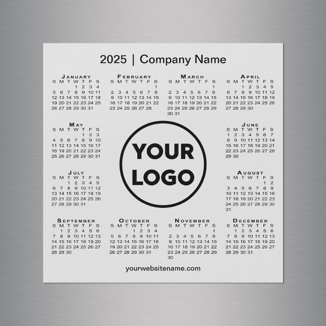 2025 Calendar Company Logo on Light Grey Magnet (2025 Calendar Company Logo on Light Grey Magnet in situ)
