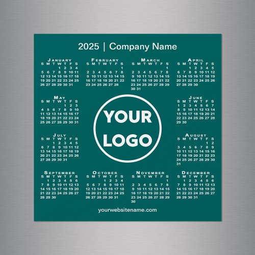 2025 Calendar Company Logo on Teal Green Magnet