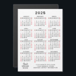 2025 Calendar Company Logo Simple Business Magnet<br><div class="desc">Create a 2025 business calendar magnet with your company logo and contact information as a practical keepsake or a favor for your clients and workmates for Thanksgiving Day, Christmas, New Year or other holidays and occasions. This simple, minimal design in white, black and red is easy to personalize and customize....</div>