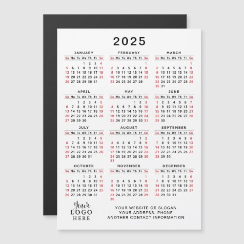 2025 Calendar Company Logo Simple Business Magnet