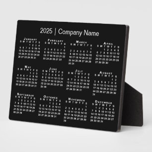 2025 Calendar Company Name Black Desktop Plaque
