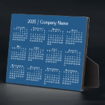 2025 Calendar Company Name Blue Desktop Plaque<br><div class="desc">Stylish professional desktop calendar features a white 2025 calendar on a blue background. Add your company's name in the sidebar. (Changing the 2025 year text will NOT change the calendar.) If you'd like a different color background to match the color of your business brand, tap "Edit using Design Tool" and...</div>