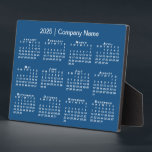 2025 Calendar Company Name Blue Desktop Plaque<br><div class="desc">Stylish professional desktop calendar features a white 2025 calendar on a blue background. Add your company's name in the sidebar. (Changing the 2025 year text will NOT change the calendar.) If you'd like a different color background to match the color of your business brand, tap "Edit using Design Tool" and...</div>