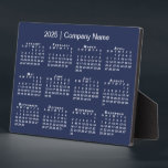 2025 Calendar Company Name Navy Blue Desktop Plaque<br><div class="desc">Stylish professional desktop calendar features a white 2025 calendar on a navy blue background. Add your company's name in the sidebar. (Changing the 2025 year text will NOT change the calendar.) If you'd like a different color background to match the color of your business brand, tap "Edit using Design Tool"...</div>