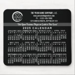 2025 Calendar Custom Business Logo Name Easy Black Mouse Pad<br><div class="desc">These professional-looking 2025 calendar mousepads are perfect for your company office branding. They have large, easy-to-read, bold numbers in white on black. Above that, brand your business with your corporate logo, business name, website, phone, address, and a slogan. Keep the date and all your company information at your fingertips with...</div>