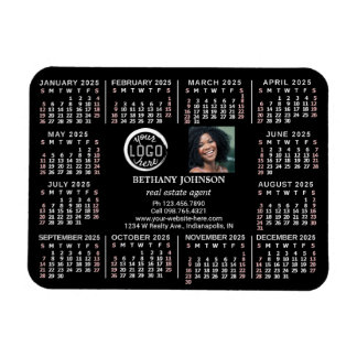 2025 Calendar Custom Business Logo Photo Text Easy Magnet