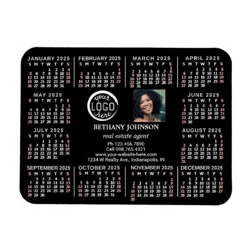 2025 Calendar Custom Business Logo Photo Text Easy Magnet