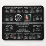 2025 Calendar Custom Business Logo Photo Text Easy Mouse Pad<br><div class="desc">These professional-looking 2025 calendar mousepads are perfect for your company office branding. They have large, easy-to-read, bold numbers in white and light-red on black. In the center, brand your business with your corporate logo and photo. On the gray rectangle / stripe in the center, add your own attention-grabbing quote or...</div>