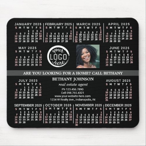 2025 Calendar Custom Business Logo Photo Text Easy Mouse Pad