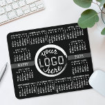 2025 Calendar Custom Business Logo Text Easy Black Mouse Pad<br><div class="desc">These professional-looking 2025 calendar mousepads are perfect for your company office branding. They have large, easy-to-read, bold numbers in white on black. In the center, brand your business with your corporate logo. The text "Happy" and "2025" can be kept or changed. Click customize / personalize further to resize or rearrange...</div>