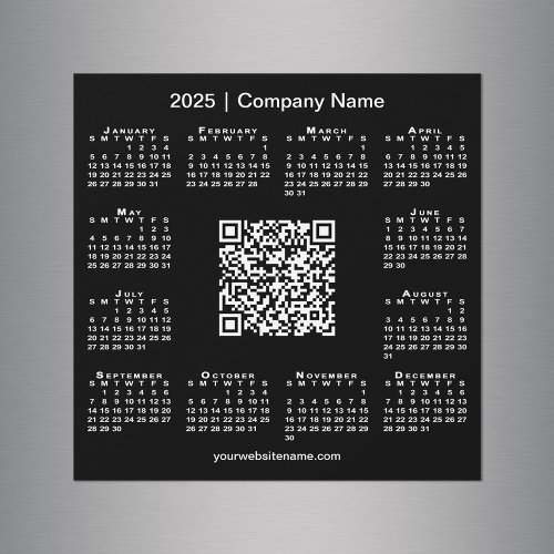 2025 Calendar Custom Business QR Code Black Magnet