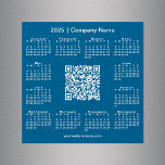 2025 Calendar Custom Business QR Code Blue Magnet<br><div class="desc">Create your own modern 2025 calendar blue magnetic card featuring a customizable QR code, company name, and business website or contact info. Personalize the QR code with your portfolio or website link and add your text in the sidebar. Surrounding your smart code is a small white calendar on a blue...</div>