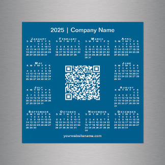 2025 Calendar Custom Business QR Code Blue Magnet