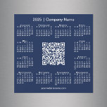 2025 Calendar Custom Business QR Code Navy Magnet<br><div class="desc">Create your own modern 2025 calendar navy blue magnetic card featuring a customizable QR code, company name, and business website or contact info. Personalize the QR code with your portfolio or website link and add your text in the sidebar. Surrounding your smart code is a small white calendar on a...</div>