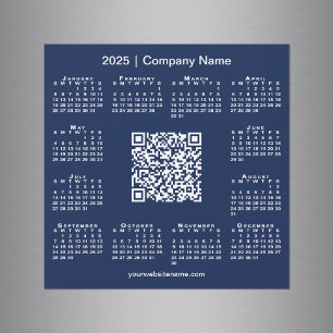 2025 Calendar Custom Business QR Code Navy Magnet