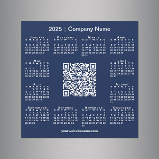 2025 Calendar Custom Business QR Code Navy Magnet