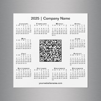 2025 Calendar Custom Business QR Code White Magnet