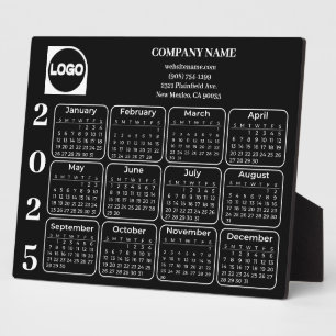 2025 Calendar Custom Company Name & Logo Black Plaque