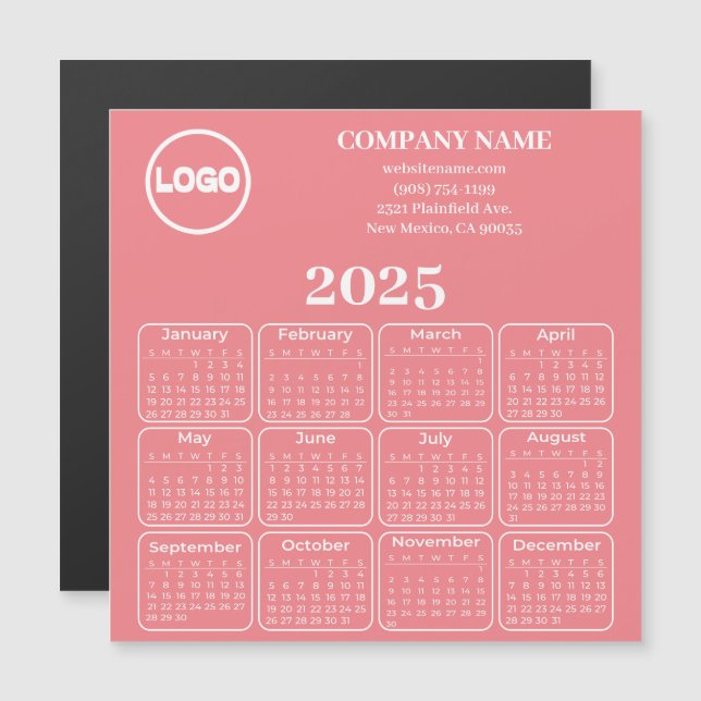2025 Calendar Custom Company Name & Logo Magnet (Front/Back)