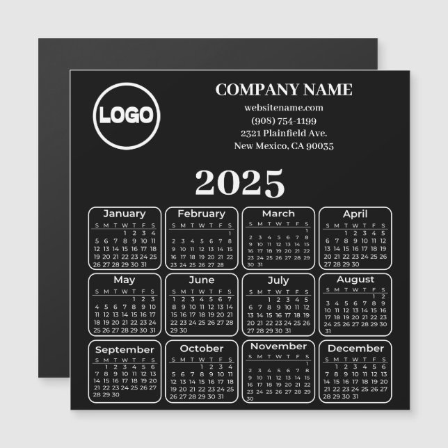 2025 Calendar Custom Company Name & Logo Magnet (Front/Back)