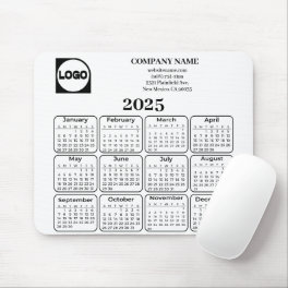 2025 Calendar Custom Company Name & Logo Mouse Pad